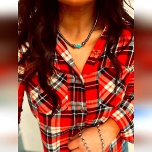 Plaid stylish Cowboy Girl women button down shirt